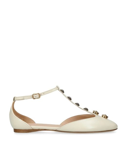 Chloé Natural Embellished Celeste T-Bar Flats