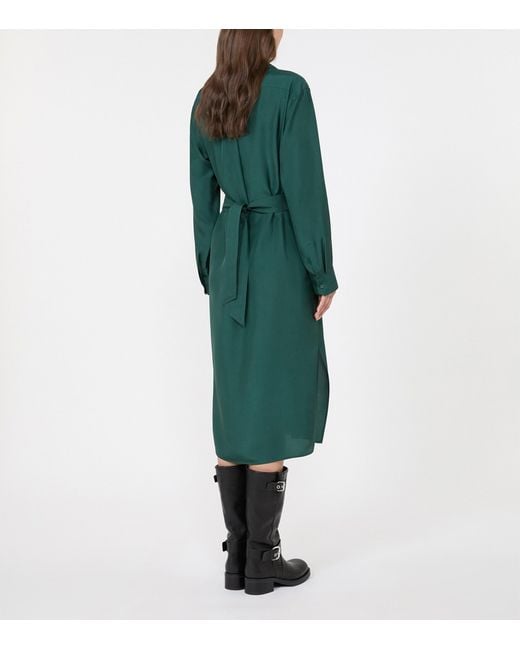 Weekend by Maxmara Green Silk Shirt Midi Dress