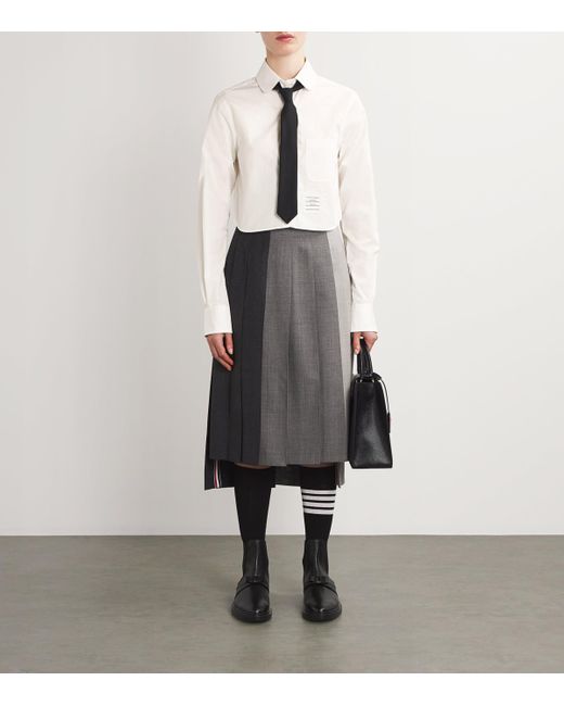 Thom Browne White Cotton Poplin Cropped Shirt