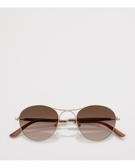 Giorgio Armani Brown Steel Round Sunglasses for men