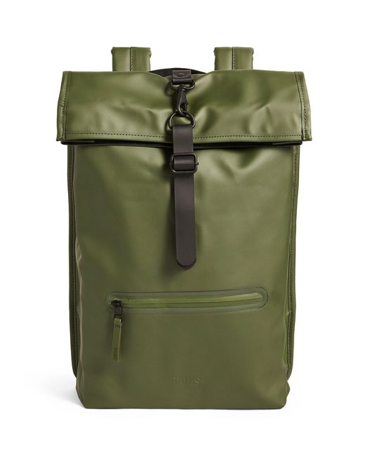 Rains Green Rolltop Backpack for men