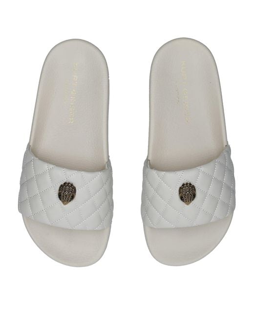 Kurt Geiger White Quilted Meena Eagle Slides