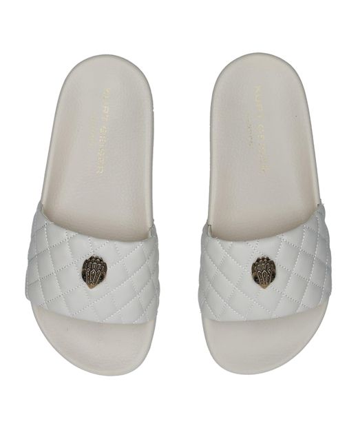 Kurt Geiger White Quilted Meena Eagle Slides