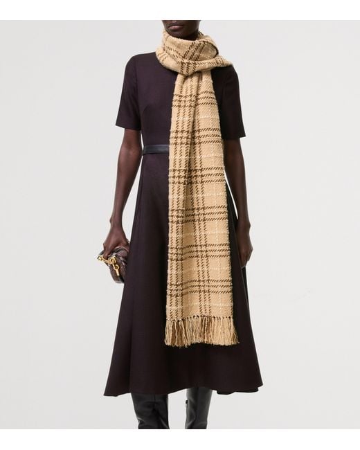 Burberry Natural Cashmere-Wool-Silk Sequin Check Scarf