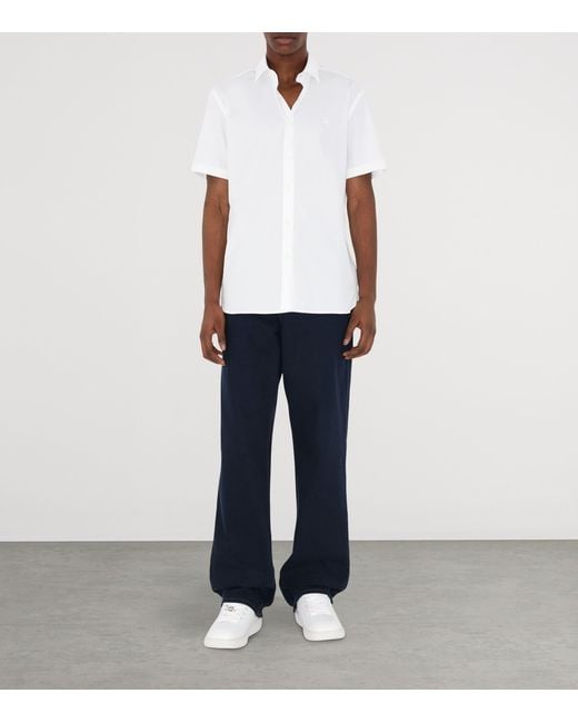 Burberry White Stretch-Cotton Ekd-Embroidered Slim Shirt for men