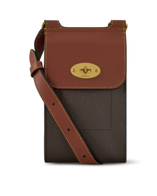Mulberry Brown Mini Leather Antony Pouch for men