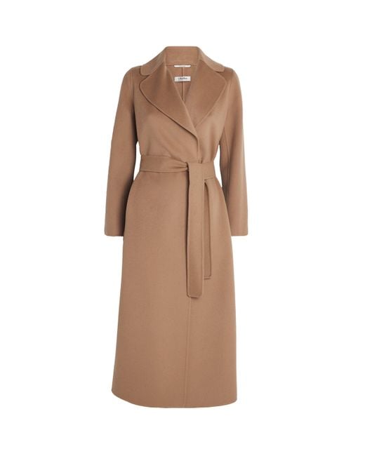 Max Mara Brown Virgin Wool Wrap Coat