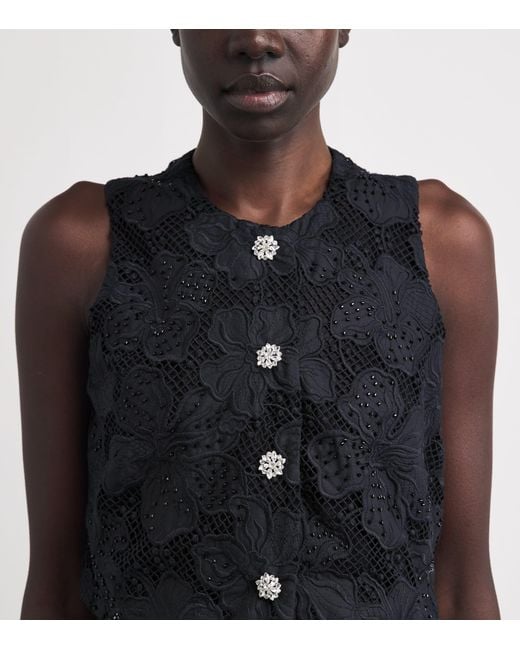 Sandro Black Embroidered Guipure Top
