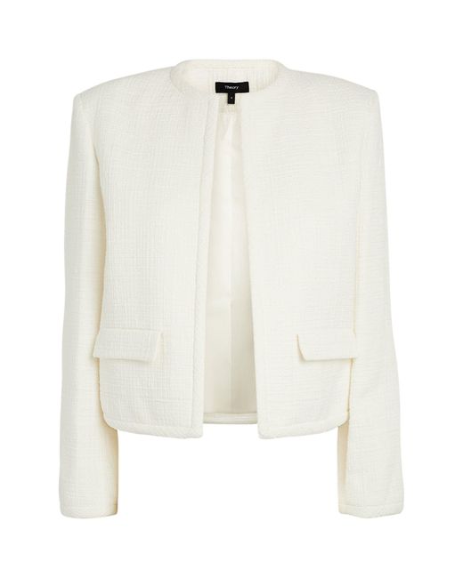 Theory White Cropped Clean Tonal Jacket