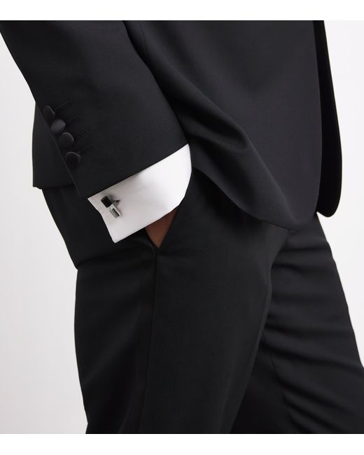 Babette Wasserman White Rhodium-Plated Stone Bar Cufflinks for men