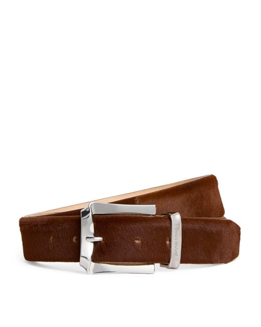 Jacob Cohen Brown Leather Pony Hair Belt for men