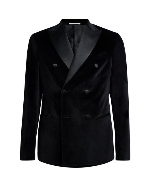Pal Zileri Black Stretch-Cotton Double-Breasted Tuxedo Jacket for men