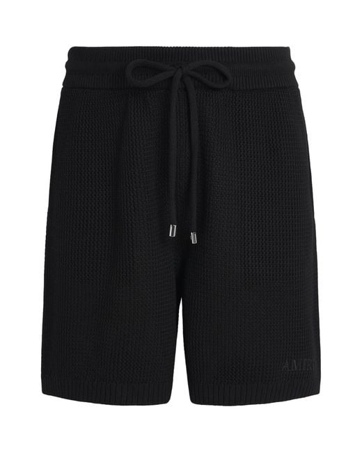 Amiri Black Cotton Crochet Mesh Shorts for men