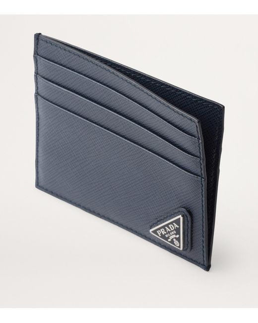 Prada Blue Saffiano Leather Card Holder for men