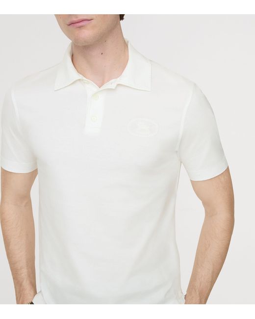 Burberry White Cotton Polo Shirt for men