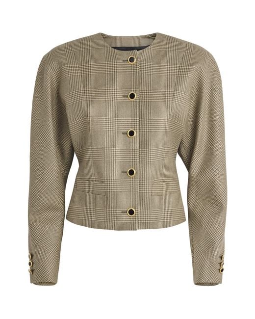 Alessandra Rich Green Prince Of Wales Wool Jacket