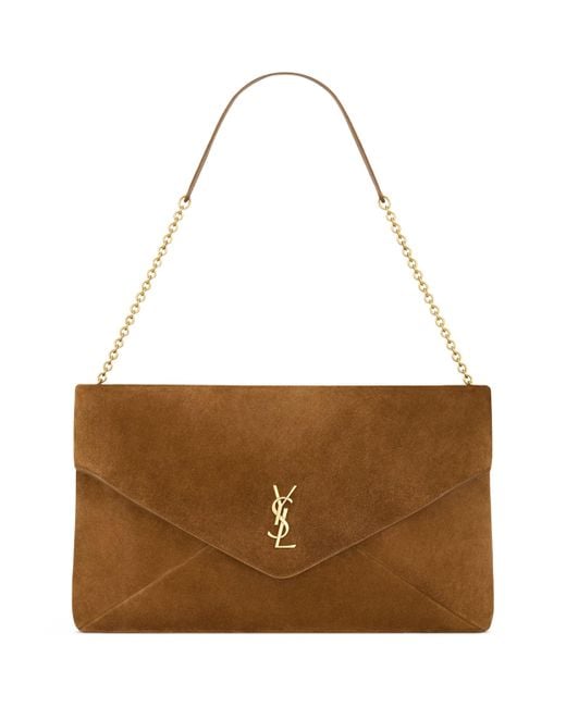 Saint Laurent Brown Extra Large Cassandre Envelope Chain Wallet