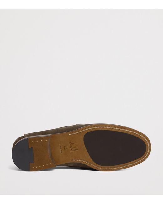 Dunhill Brown Suede Flex Heddon Loafers for men