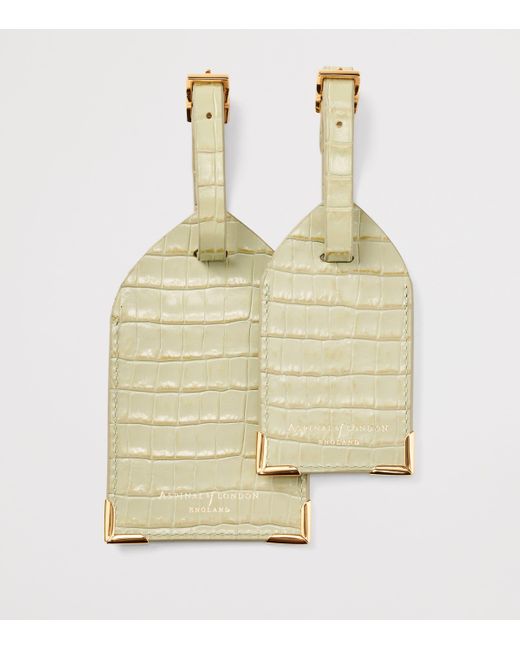 Aspinal Metallic Leather Luggage Tags for men