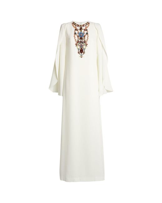 Costarellos White Embellished Makayla Gown