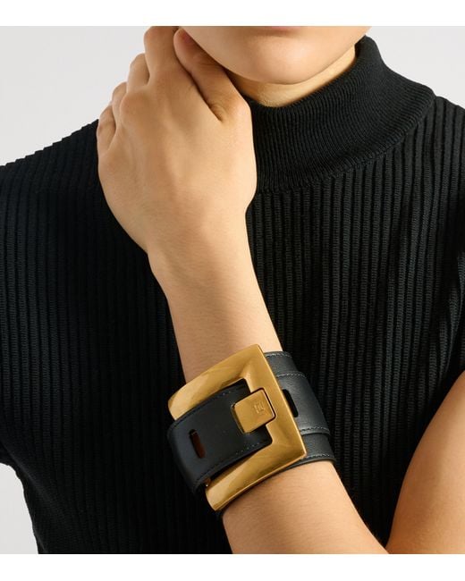 Balmain Black Leather Anthem Bracelet