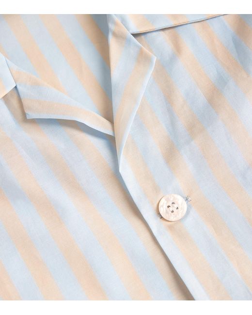 Derek Rose White Cotton Amalfi Striped Pyjama Set for men
