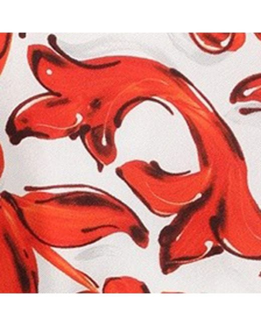 Dolce & Gabbana Red Majolica Print Tie-Front T-Shirt