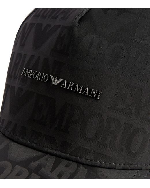 Emporio Armani Black Jacquard Logo Baseball Cap for men