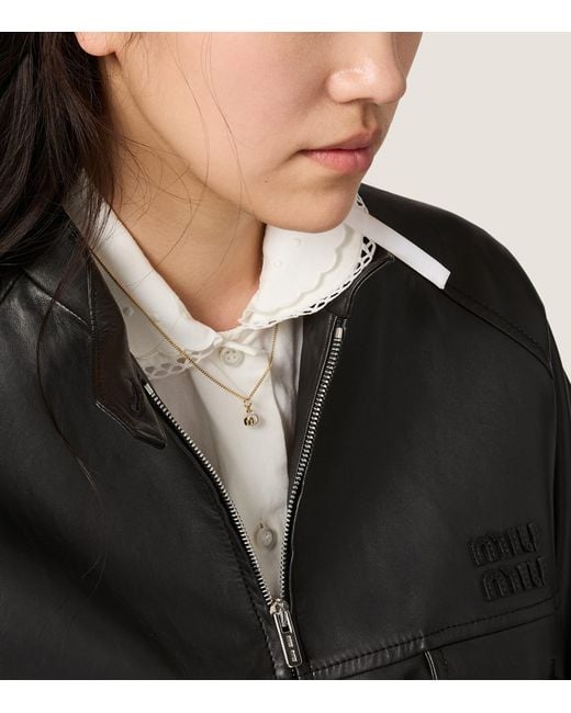Miu Miu Metallic Pearl-Effect Pendant Necklace