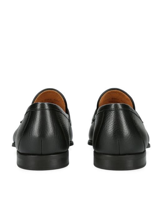 Magnanni Shoes Black Leather Diezma Ii Loafers for men