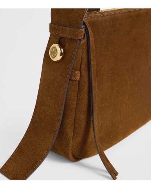 Tory Burch Brown Suede Romy Shoulder Bag