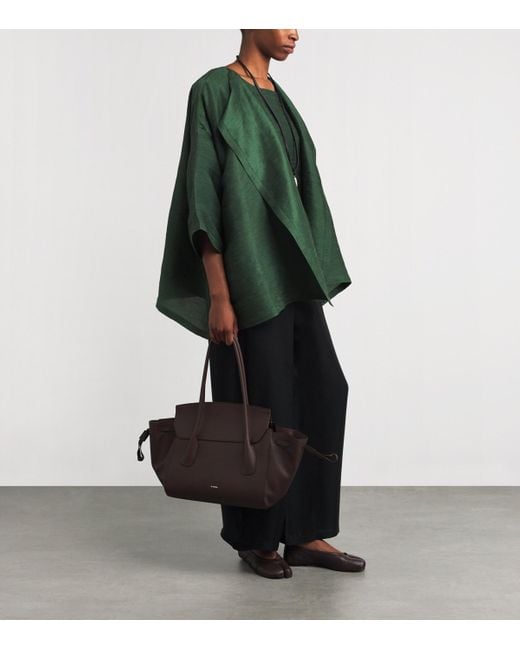 Eskandar Green Silk Wide A-Line Jacket