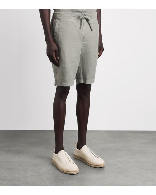 Vince Gray Linen Drawstring Shorts for men