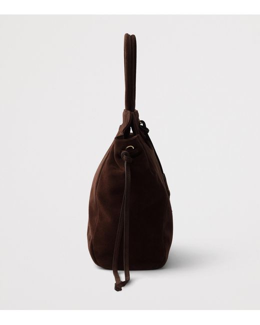 Prada Black Medium Suede Carry Top-Handle Bag
