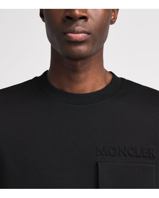Moncler Black Cotton Raised-Logo Sweatshirt for men