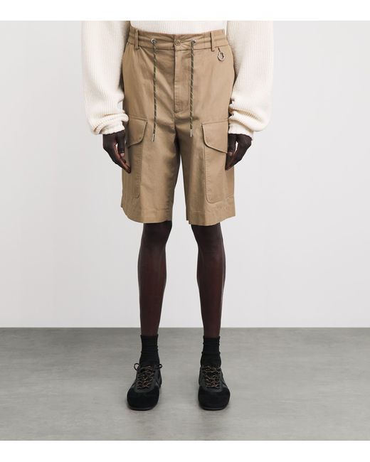 Moncler Natural Cotton Poplin Cargo Shorts for men
