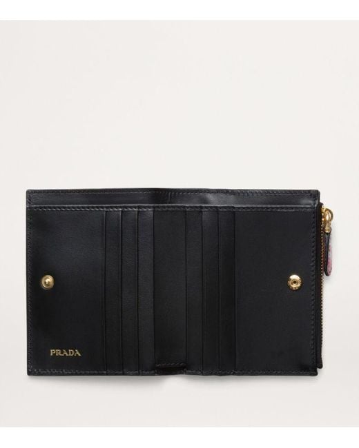 Prada Small Saffiano Leather Floral Print Wallet in Black Lyst Canada