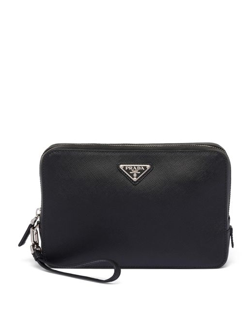 Prada Black Saffiano Leather Pouch for men