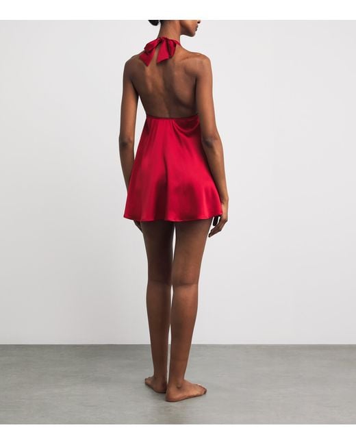 Gilda & Pearl Red Silk Muse Babydoll Slip Dress