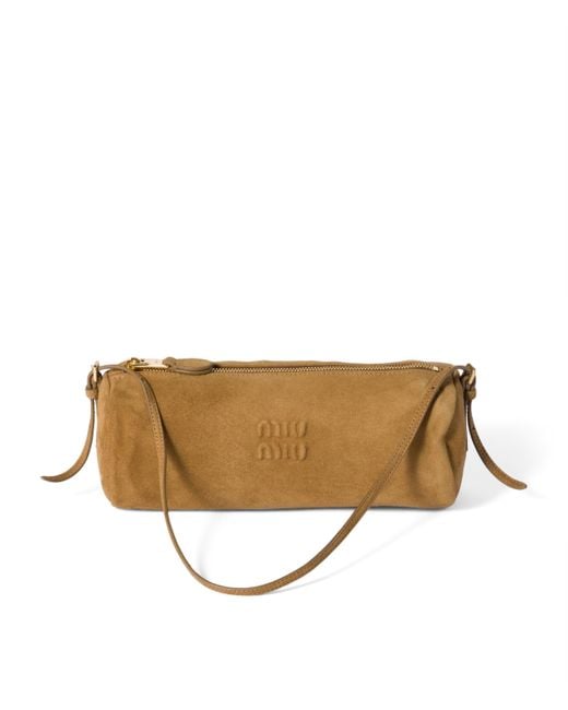 Miu Miu Natural Suede Logo Pouch