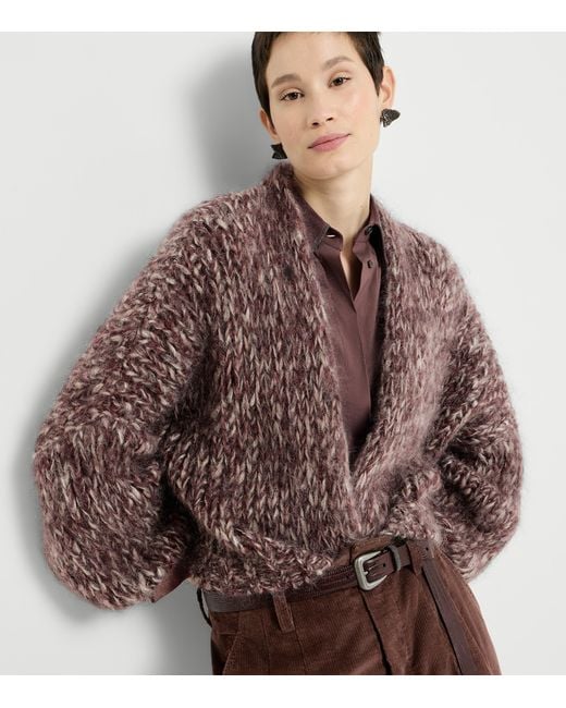 Brunello Cucinelli Brown Mohair Malfilé Cardigan