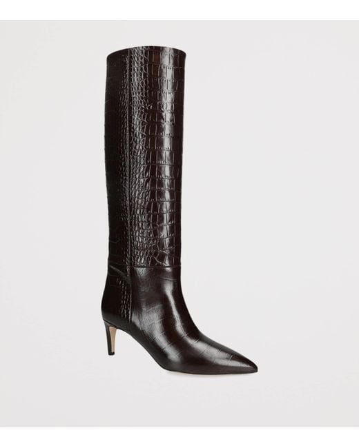 Paris Texas Black Croc-Embossed Leather Stiletto Boots 60