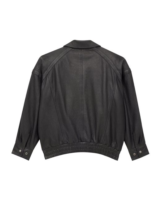 Saint Laurent Black Leather Bomber Jacket