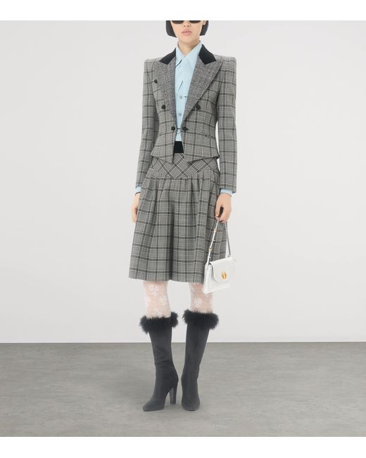 Valentino Gray Virgin Wool Check Shorts