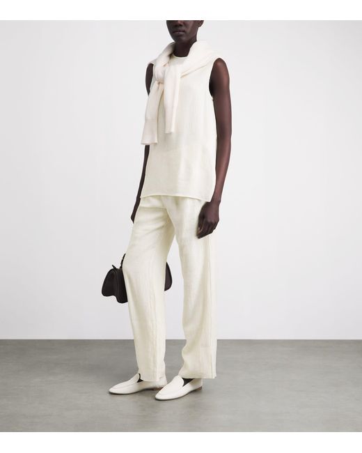 Anine Bing White Crinkled Aden Trousers