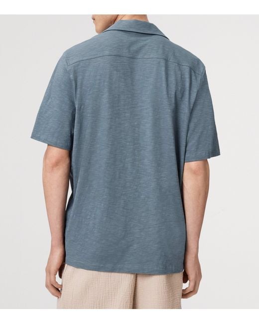 AllSaints Blue Cotton Robson Short-Sleeve Shirt for men