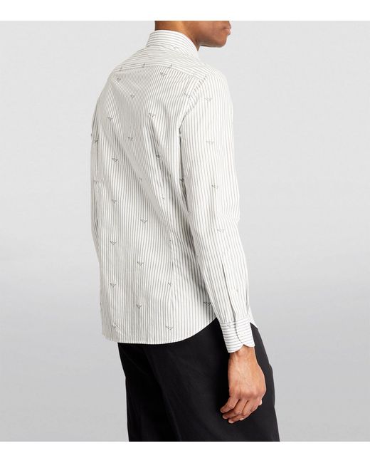 Emporio Armani White Striped Logo Shirt for men