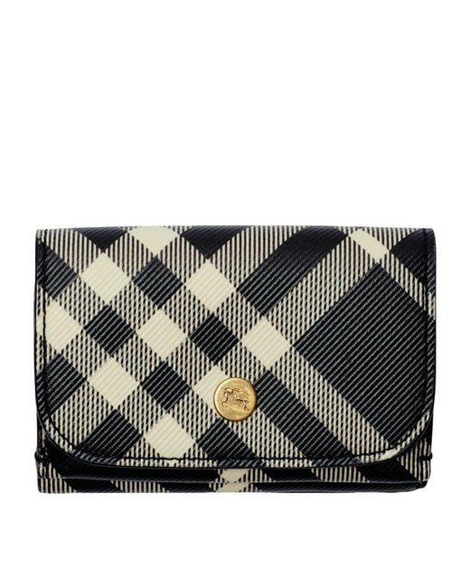 Burberry Compact Check Wallet in Black for Men Lyst UK