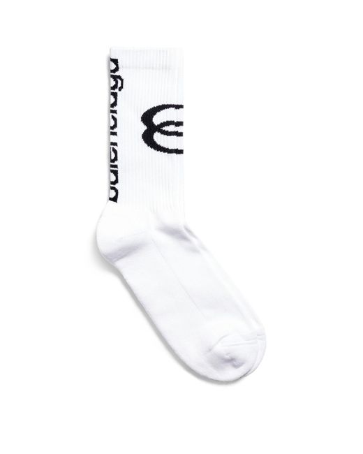 Balenciaga White Cotton Logo Socks for men