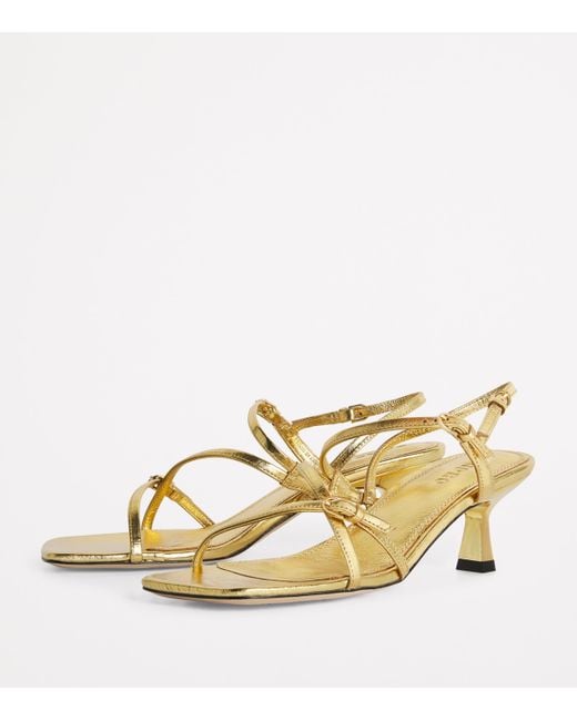 Sandro Metallic Leather Heeled Sandals 65